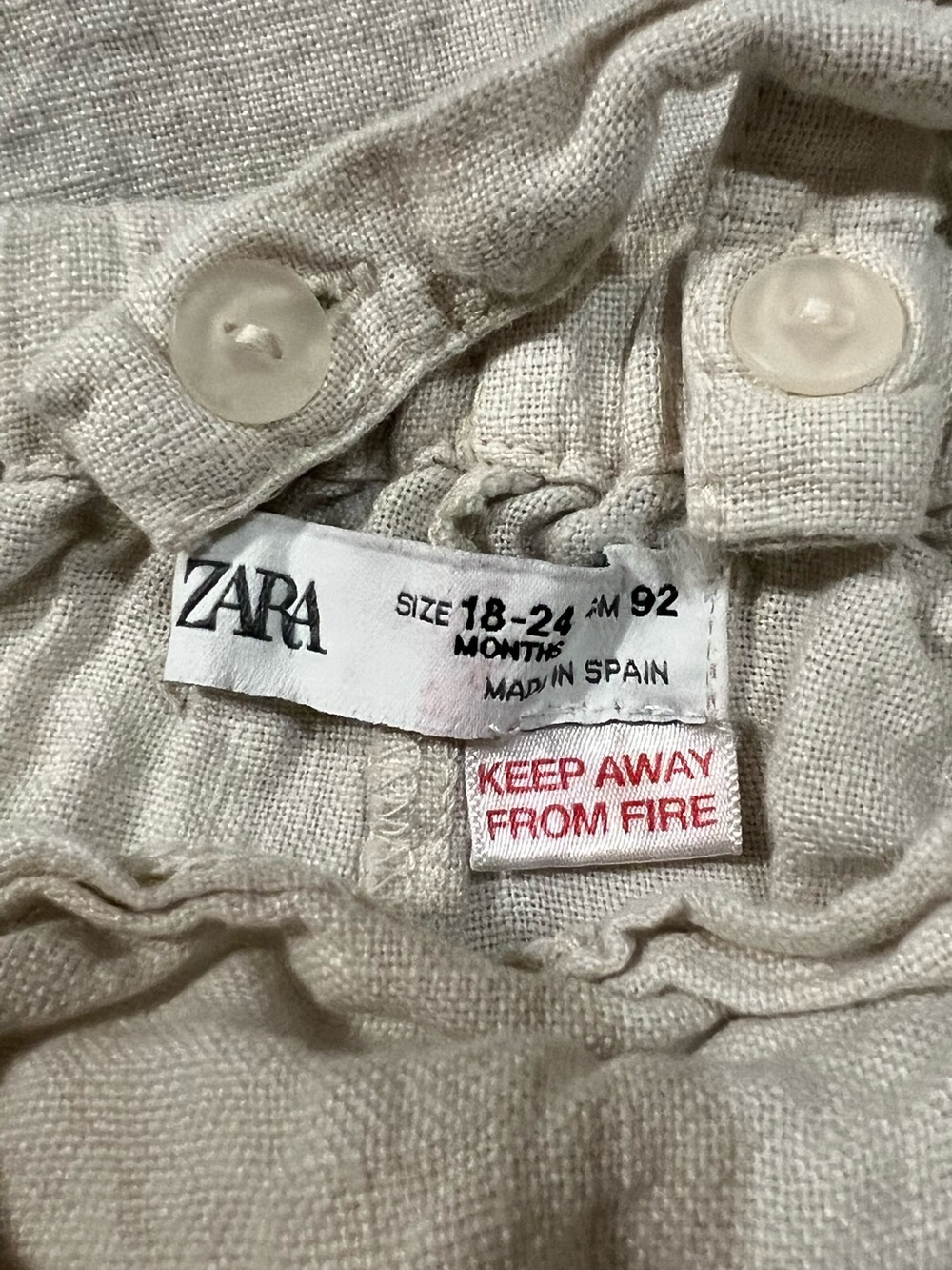 Zara Oatmeal Ruffled-Strap Kids Overalls - Picture 3 of 3